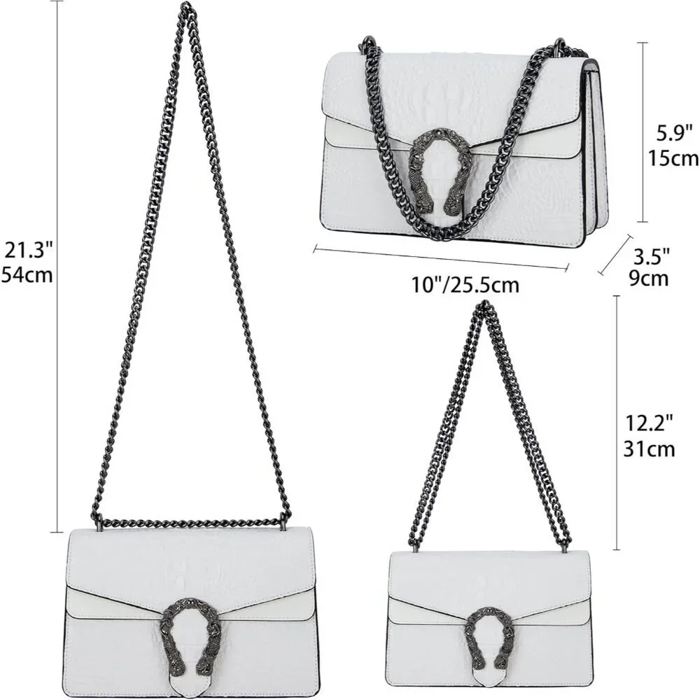 ⚡ Women's Crocodile White Snake Leather Print Casual Satchel Crossbody Handbag
